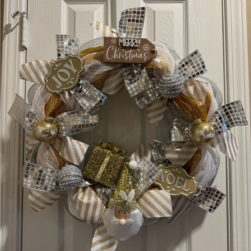 Festive Gold and Silver Christmas Wreath